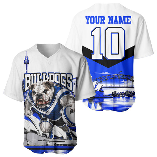 Personalised Canterbury Bankstown Bulldogs Baseball Jersey Rugby Mascot Sydney City Skyline