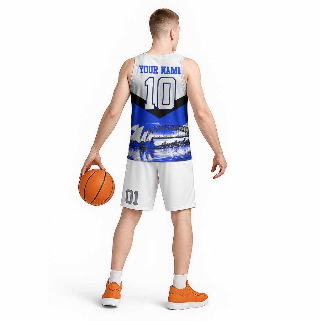 Personalised Canterbury Bankstown Bulldogs Basketball Jersey Rugby Mascot Sydney City Skyline