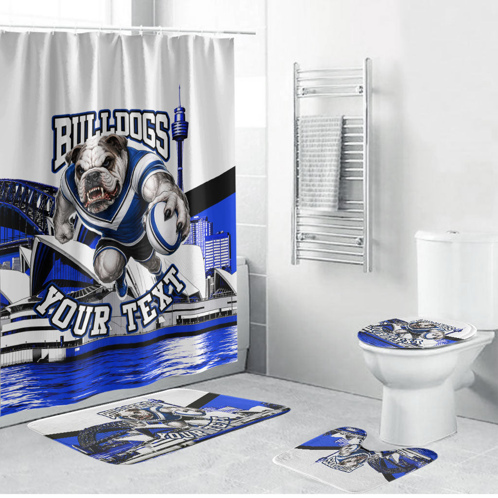 Personalised Canterbury Bankstown Bulldogs Bathroom Set Rugby Mascot Sydney City Skyline