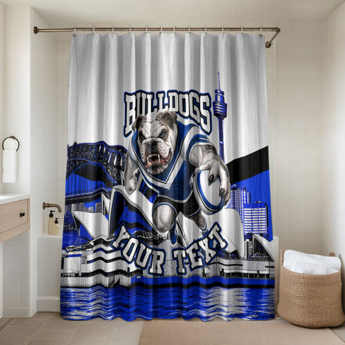 Personalised Canterbury Bankstown Bulldogs Bathroom Set Rugby Mascot Sydney City Skyline