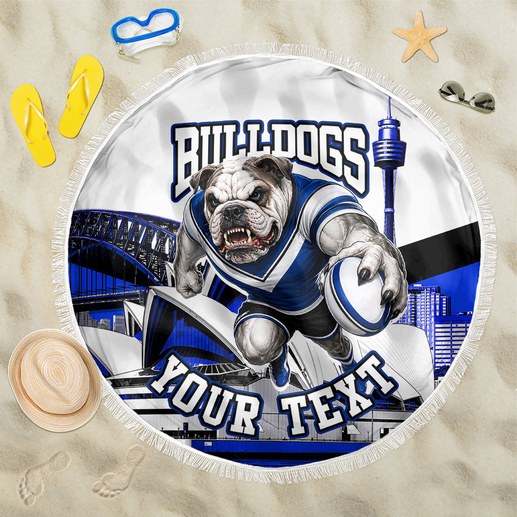Personalised Canterbury Bankstown Bulldogs Beach Blanket Rugby Mascot Sydney City Skyline