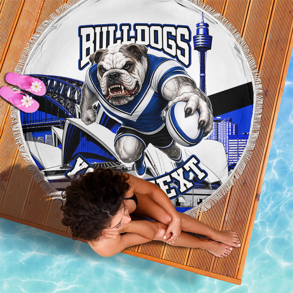 Personalised Canterbury Bankstown Bulldogs Beach Blanket Rugby Mascot Sydney City Skyline