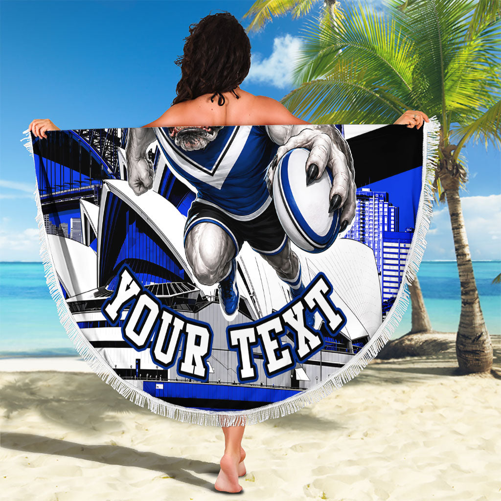 Personalised Canterbury Bankstown Bulldogs Beach Blanket Rugby Mascot Sydney City Skyline