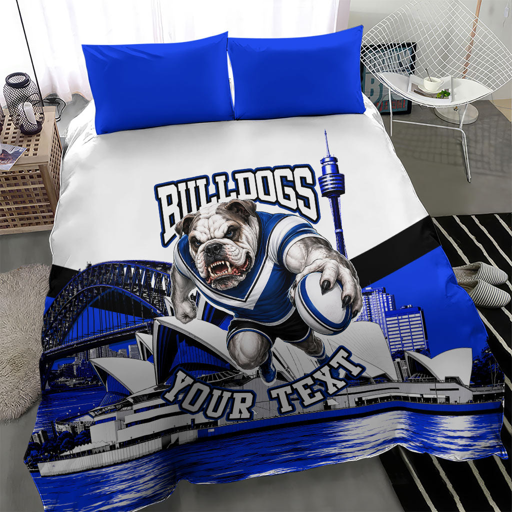 Personalised Canterbury Bankstown Bulldogs Bedding Set Rugby Mascot Sydney City Skyline