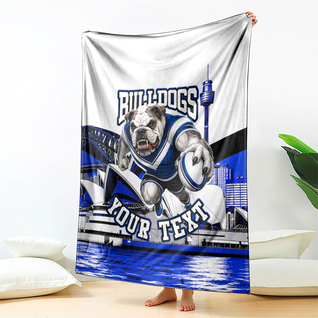 Personalised Canterbury Bankstown Bulldogs Blanket Rugby Mascot Sydney City Skyline