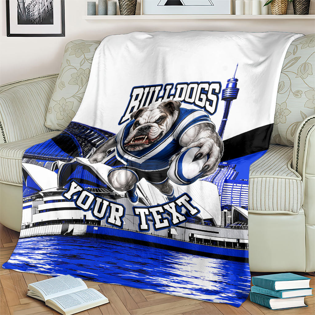 Personalised Canterbury Bankstown Bulldogs Blanket Rugby Mascot Sydney City Skyline