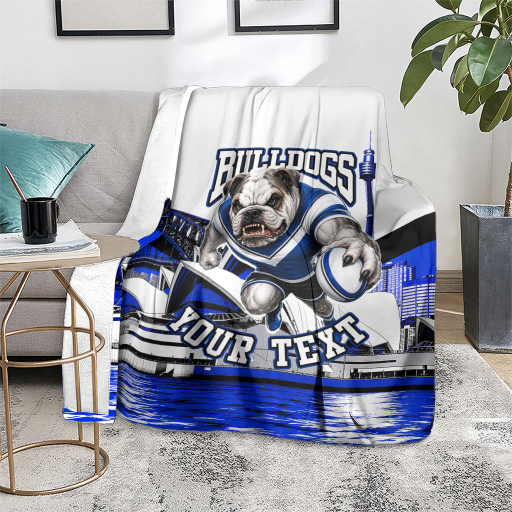 Personalised Canterbury Bankstown Bulldogs Blanket Rugby Mascot Sydney City Skyline