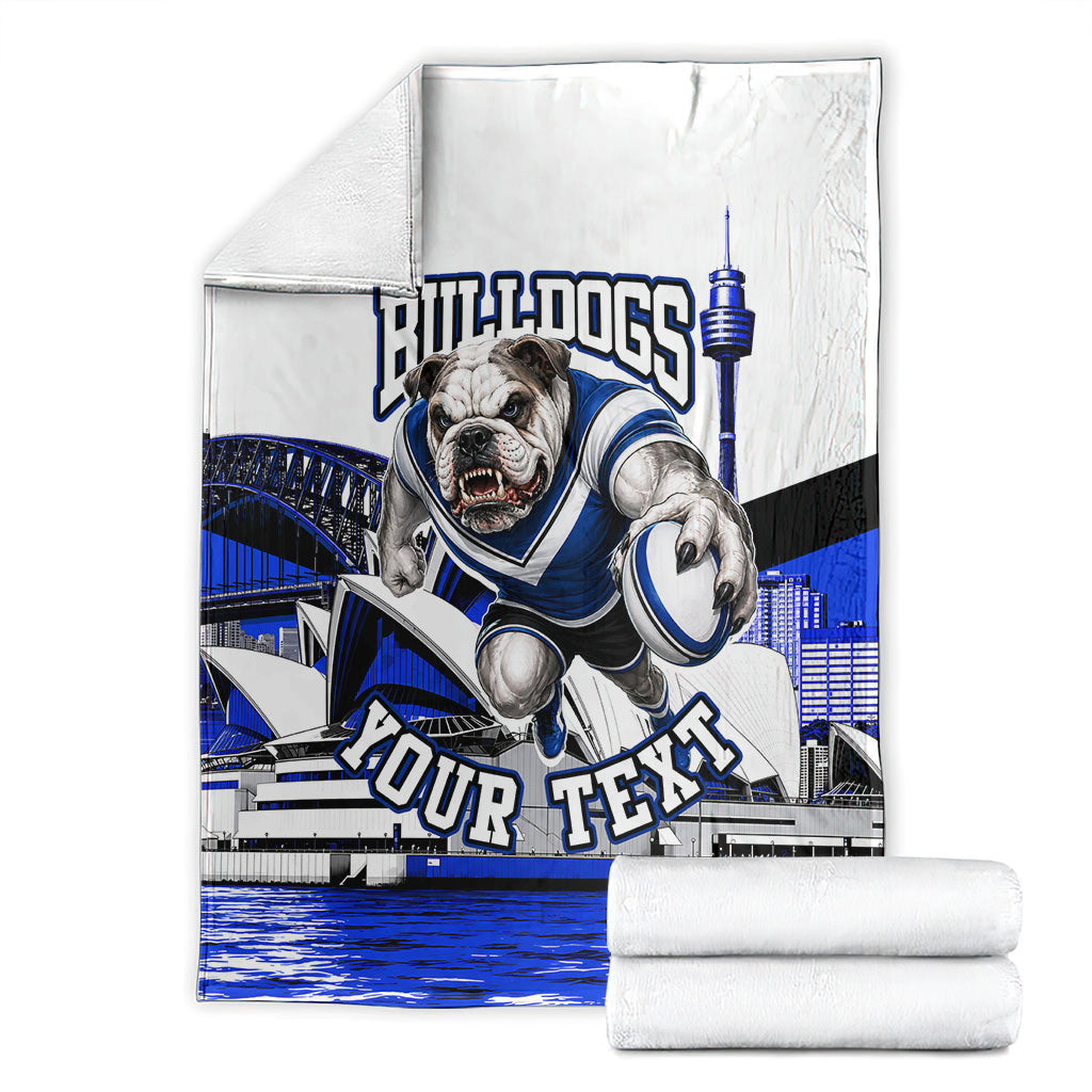 Personalised Canterbury Bankstown Bulldogs Blanket Rugby Mascot Sydney City Skyline