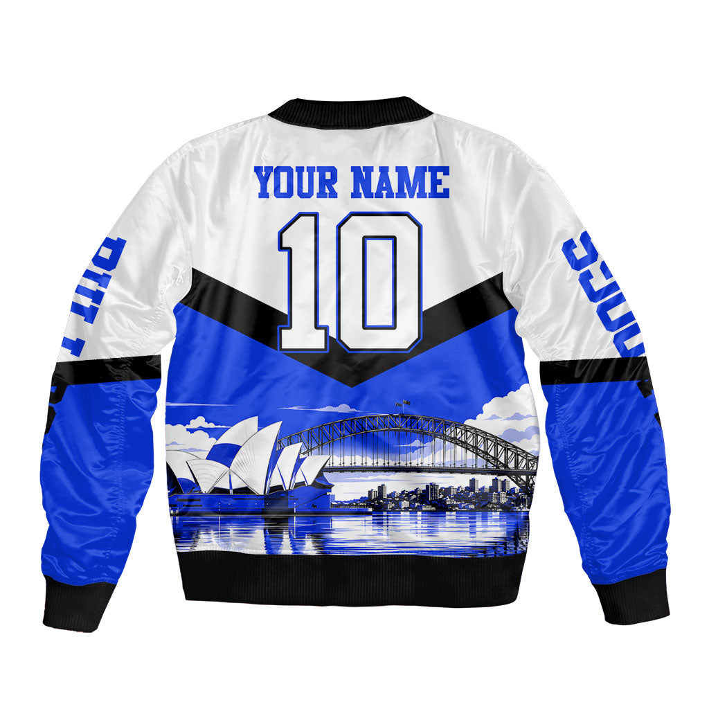 Personalised Canterbury Bankstown Bulldogs Bomber Jacket Rugby Mascot Sydney City Skyline