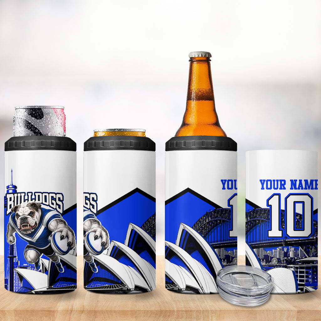 Personalised Canterbury Bankstown Bulldogs 4 in 1 Can Cooler Tumbler Rugby Mascot Sydney City Skyline