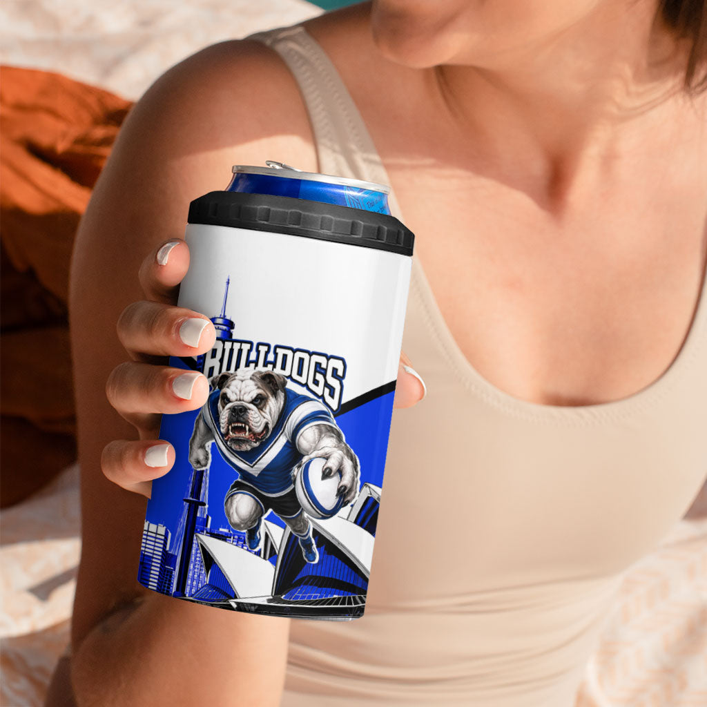 Personalised Canterbury Bankstown Bulldogs 4 in 1 Can Cooler Tumbler Rugby Mascot Sydney City Skyline