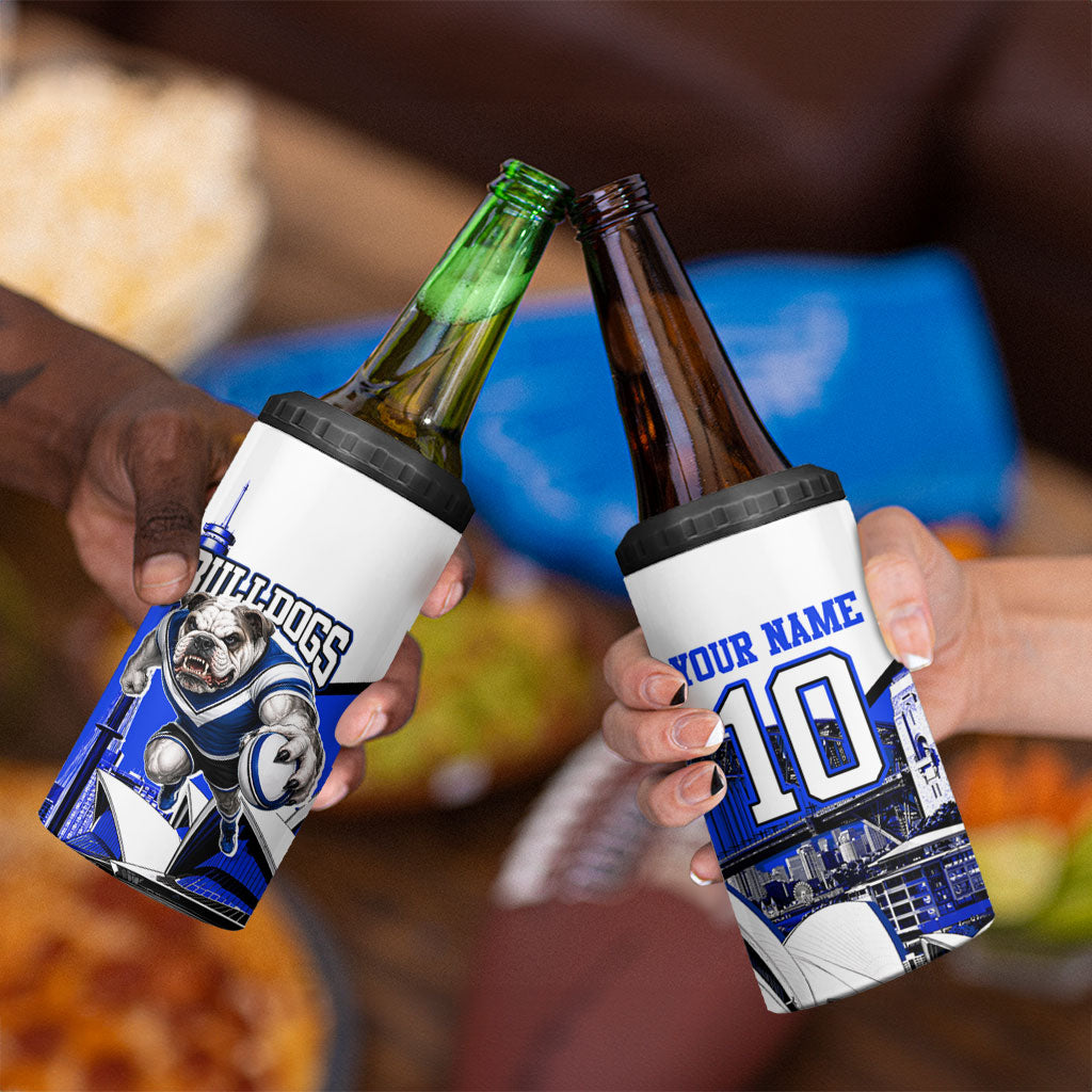 Personalised Canterbury Bankstown Bulldogs 4 in 1 Can Cooler Tumbler Rugby Mascot Sydney City Skyline