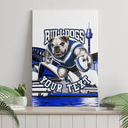 Personalised Canterbury Bankstown Bulldogs Canvas Wall Art Rugby Mascot Sydney City Skyline