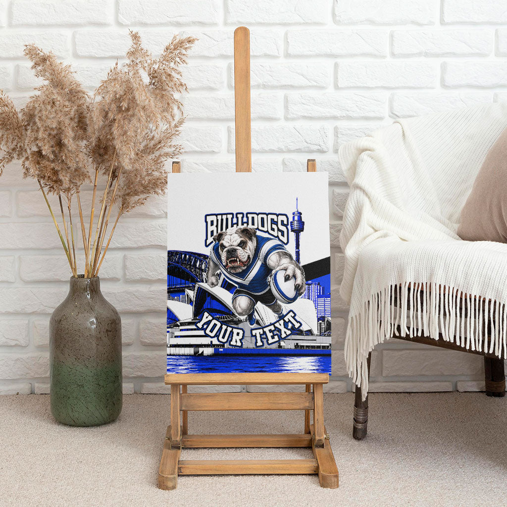 Personalised Canterbury Bankstown Bulldogs Canvas Wall Art Rugby Mascot Sydney City Skyline