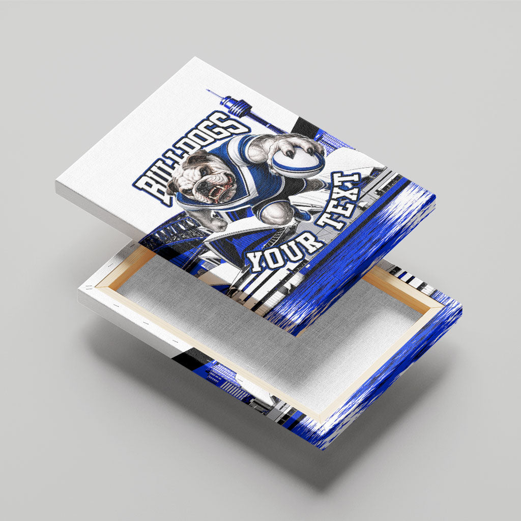 Personalised Canterbury Bankstown Bulldogs Canvas Wall Art Rugby Mascot Sydney City Skyline