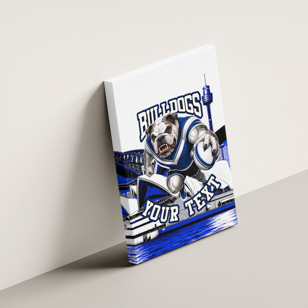 Personalised Canterbury Bankstown Bulldogs Canvas Wall Art Rugby Mascot Sydney City Skyline