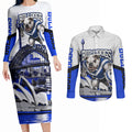 Personalised Canterbury Bankstown Bulldogs Couples Matching Long Sleeve Bodycon Dress and Long Sleeve Button Shirt Rugby Mascot Sydney City Skyline