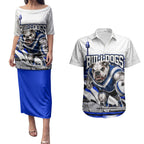 Personalised Canterbury Bankstown Bulldogs Couples Matching Puletasi and Hawaiian Shirt Rugby Mascot Sydney City Skyline