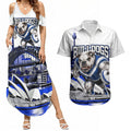 Personalised Canterbury Bankstown Bulldogs Couples Matching Summer Maxi Dress and Hawaiian Shirt Rugby Mascot Sydney City Skyline