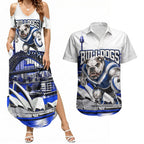 Personalised Canterbury Bankstown Bulldogs Couples Matching Summer Maxi Dress and Hawaiian Shirt Rugby Mascot Sydney City Skyline
