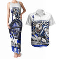 Personalised Canterbury Bankstown Bulldogs Couples Matching Tank Maxi Dress and Hawaiian Shirt Rugby Mascot Sydney City Skyline
