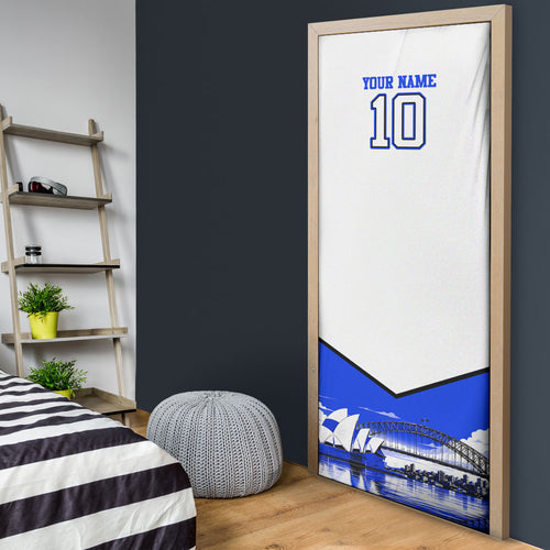 Personalised Canterbury Bankstown Bulldogs Door Cover Rugby Mascot Sydney City Skyline