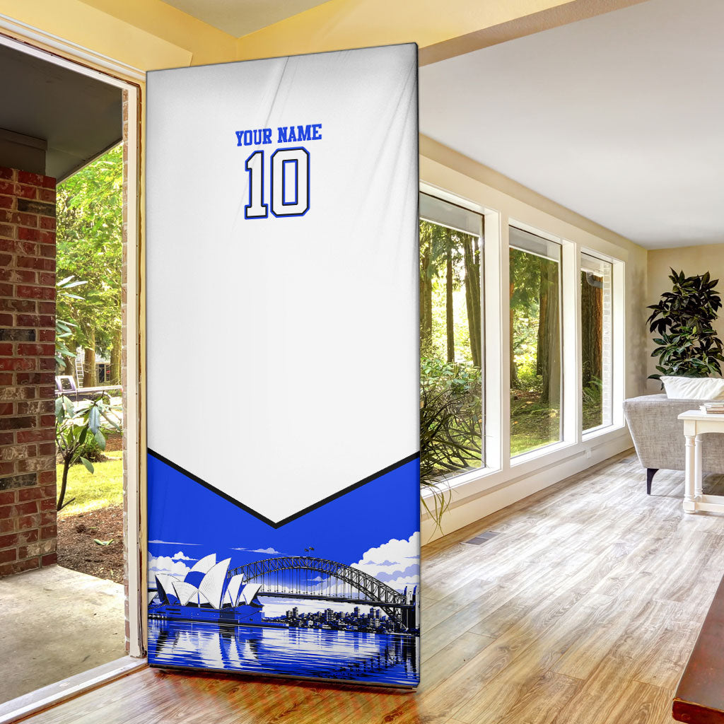 Personalised Canterbury Bankstown Bulldogs Door Cover Rugby Mascot Sydney City Skyline