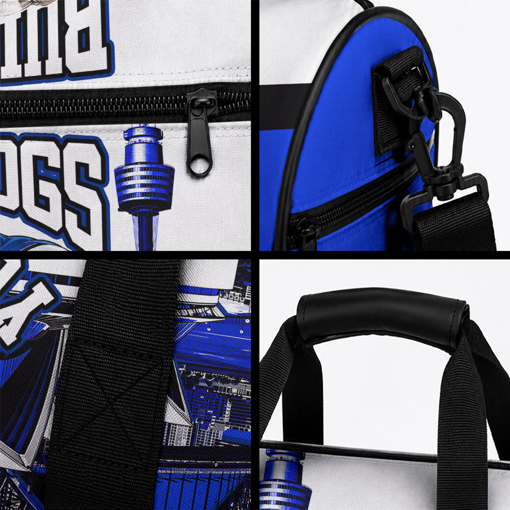 Personalised Canterbury Bankstown Bulldogs Duffle Bag Rugby Mascot Sydney City Skyline