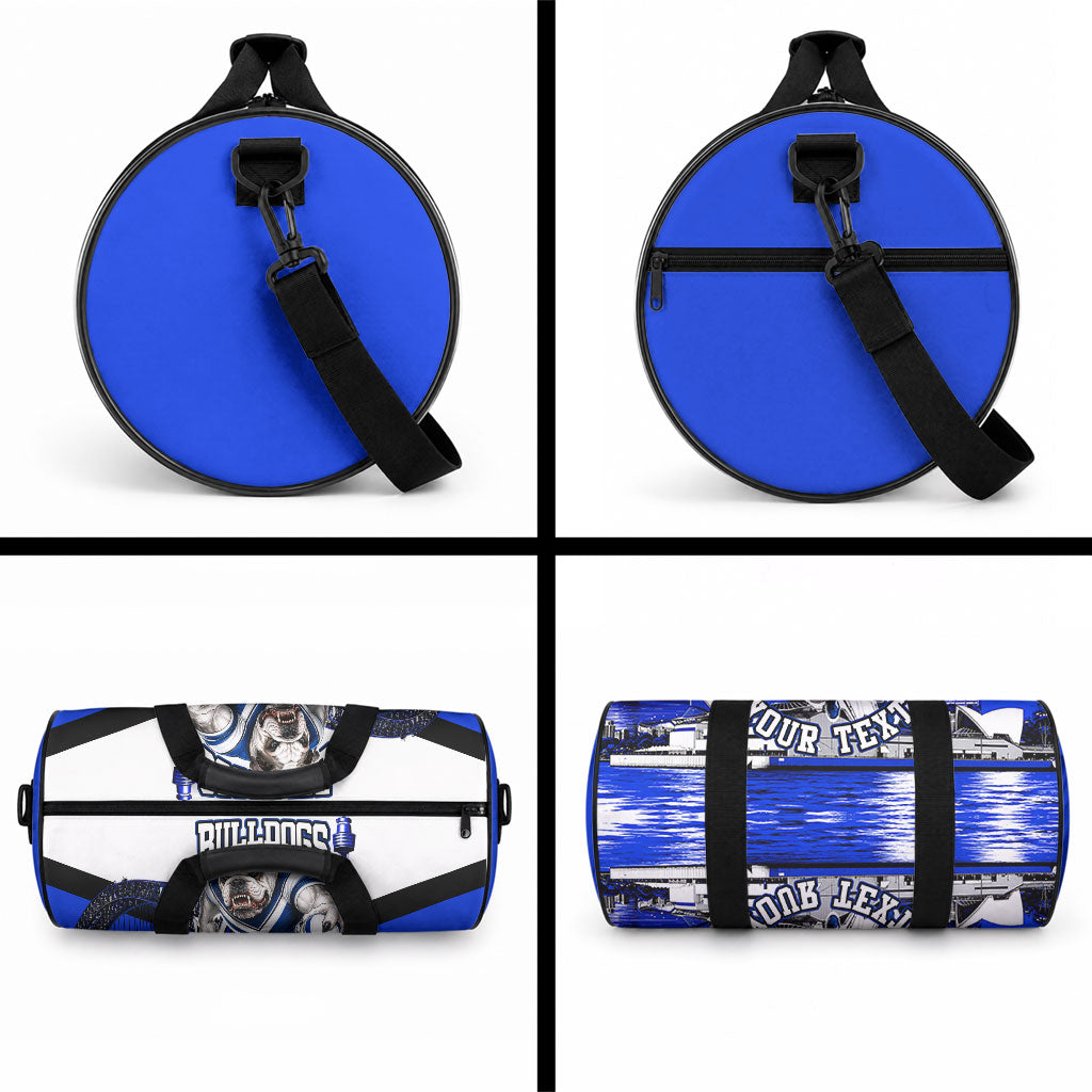 Personalised Canterbury Bankstown Bulldogs Duffle Bag Rugby Mascot Sydney City Skyline