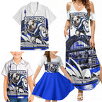 Personalised Canterbury Bankstown Bulldogs Family Matching Summer Maxi Dress and Hawaiian Shirt Rugby Mascot Sydney City Skyline