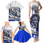 Personalised Canterbury Bankstown Bulldogs Family Matching Tank Maxi Dress and Hawaiian Shirt Rugby Mascot Sydney City Skyline