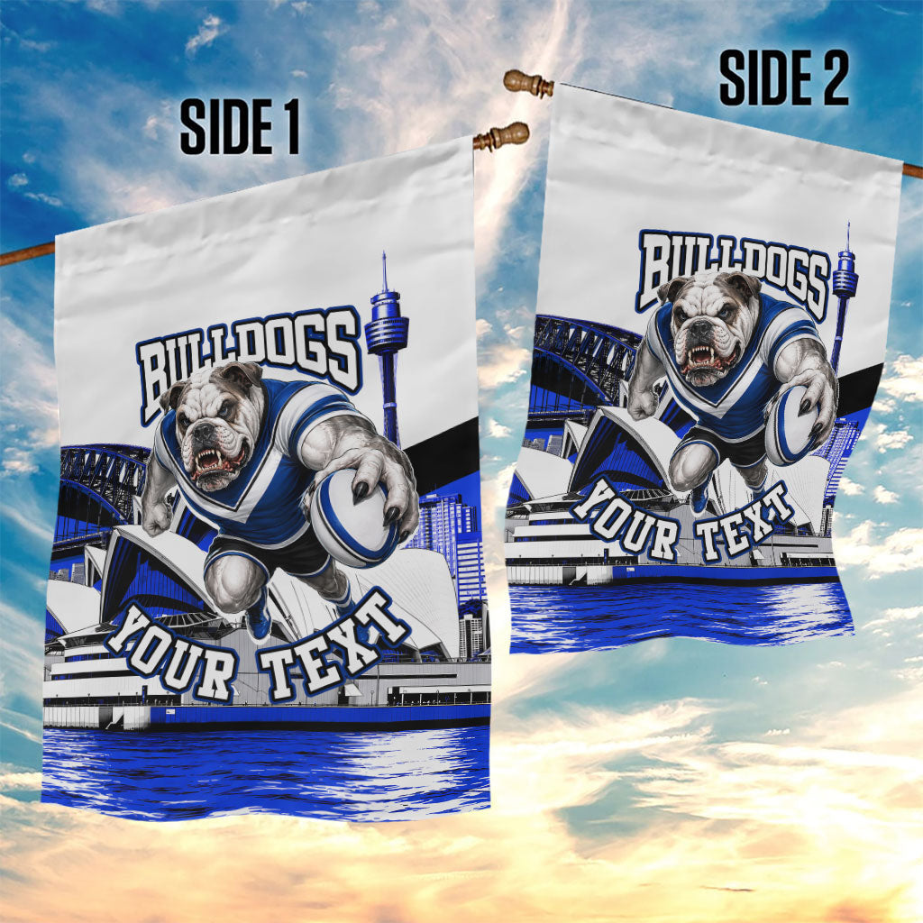 Personalised Canterbury Bankstown Bulldogs Garden Flag Rugby Mascot Sydney City Skyline