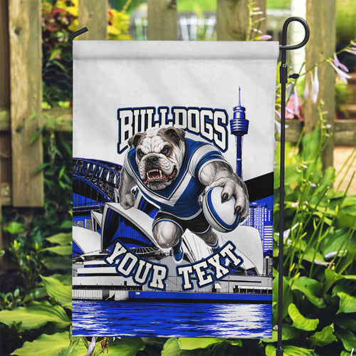 Personalised Canterbury Bankstown Bulldogs Garden Flag Rugby Mascot Sydney City Skyline