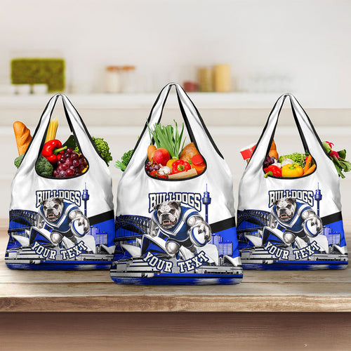 Personalised Canterbury Bankstown Bulldogs Grocery Bag Rugby Mascot Sydney City Skyline