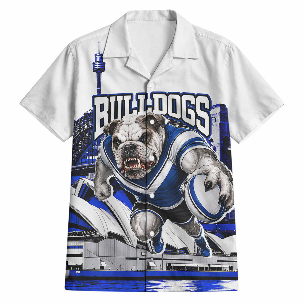 Personalised Canterbury Bankstown Bulldogs Hawaiian Shirt Rugby Mascot Sydney City Skyline
