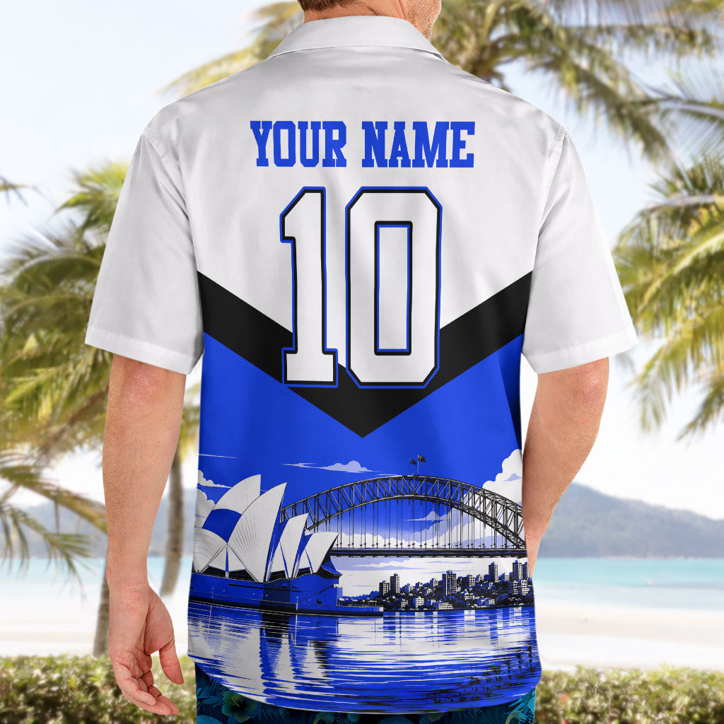 Personalised Canterbury Bankstown Bulldogs Hawaiian Shirt Rugby Mascot Sydney City Skyline
