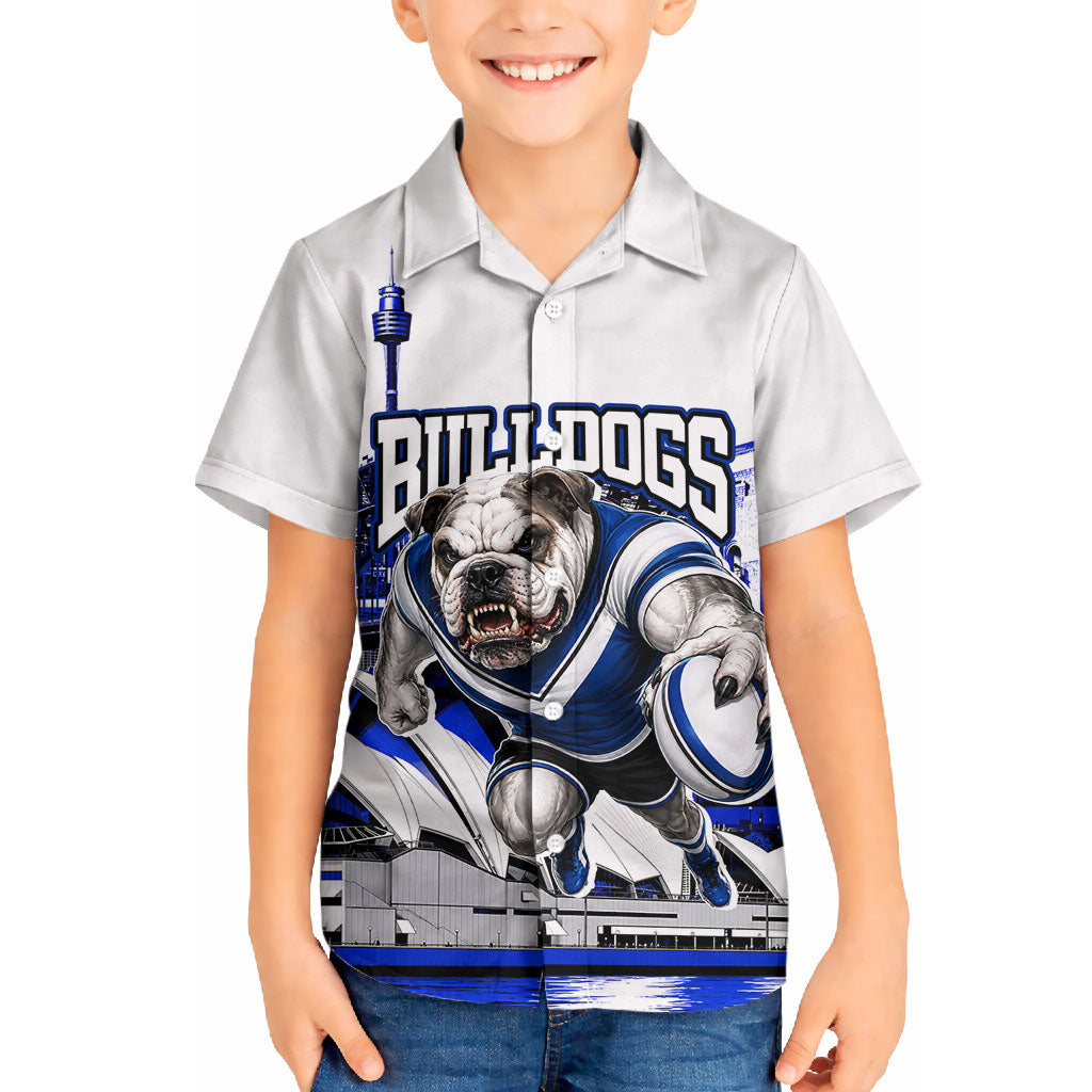 Personalised Canterbury Bankstown Bulldogs Hawaiian Shirt Rugby Mascot Sydney City Skyline