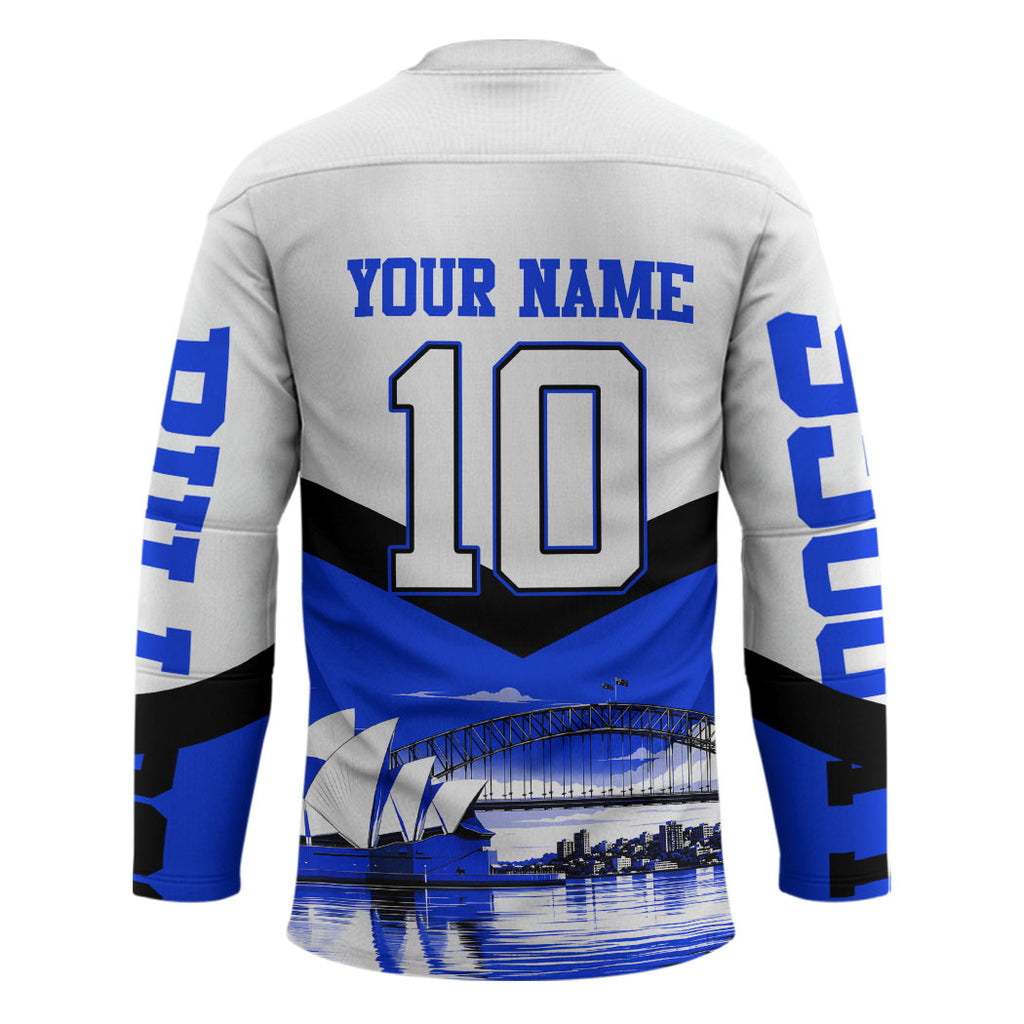 Personalised Canterbury Bankstown Bulldogs Hockey Jersey Rugby Mascot Sydney City Skyline