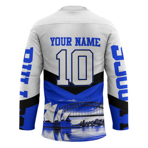 Personalised Canterbury Bankstown Bulldogs Hockey Jersey Rugby Mascot Sydney City Skyline