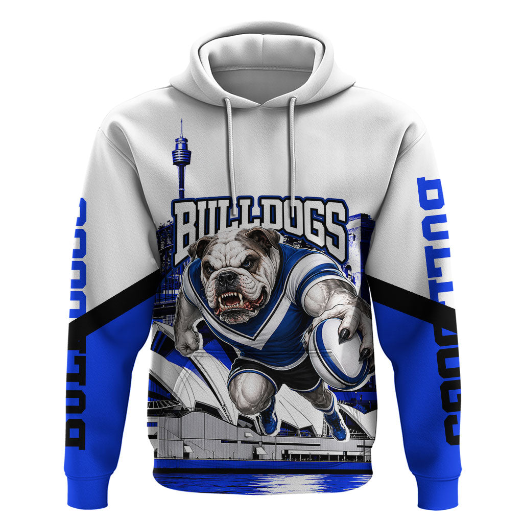Personalised Canterbury Bankstown Bulldogs Hoodie Rugby Mascot Sydney City Skyline