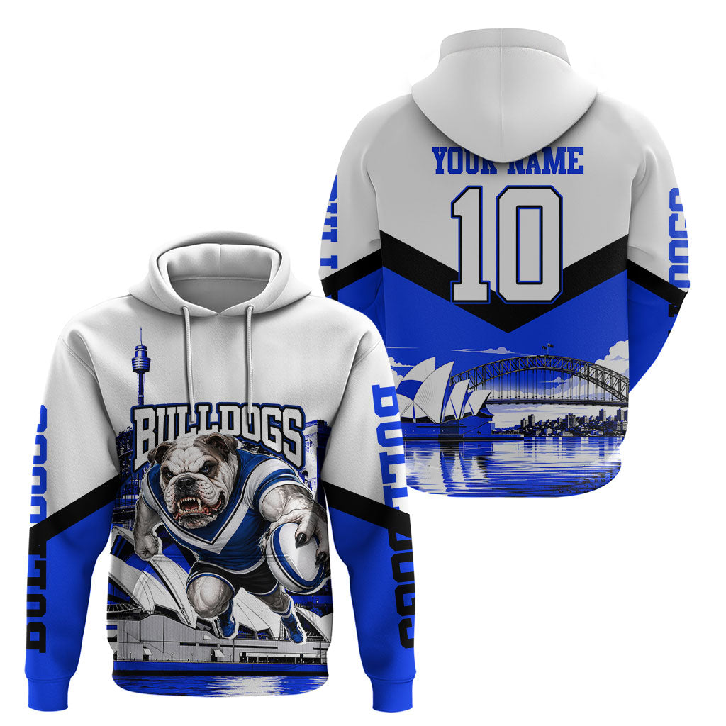 Personalised Canterbury Bankstown Bulldogs Hoodie Rugby Mascot Sydney City Skyline