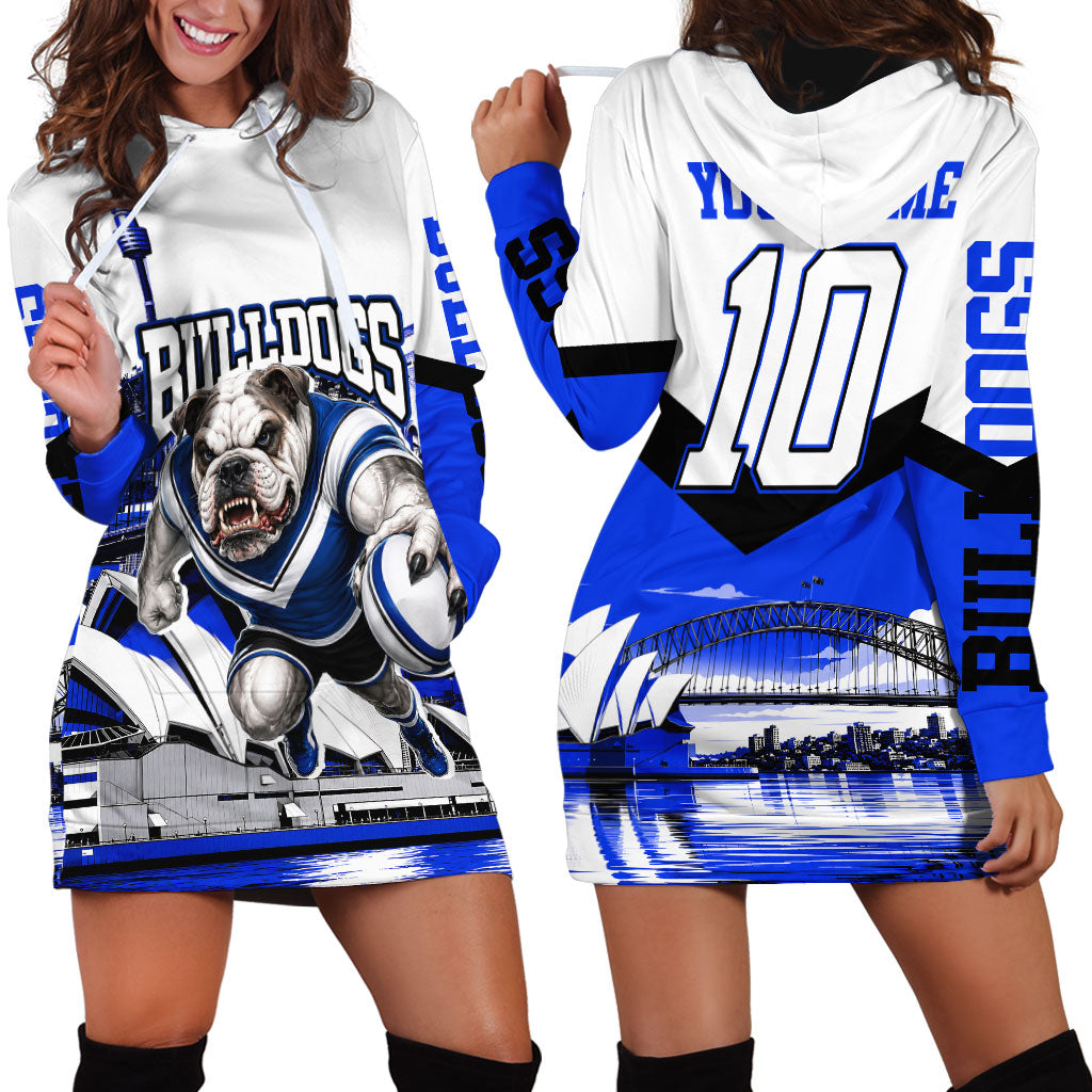 Personalised Canterbury Bankstown Bulldogs Hoodie Dress Rugby Mascot Sydney City Skyline