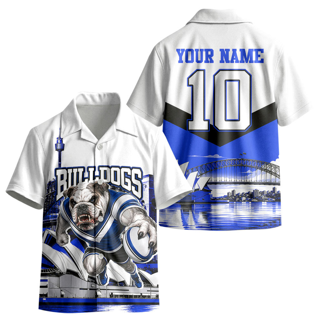 Personalised Canterbury Bankstown Bulldogs Kid Hawaiian Shirt Rugby Mascot Sydney City Skyline