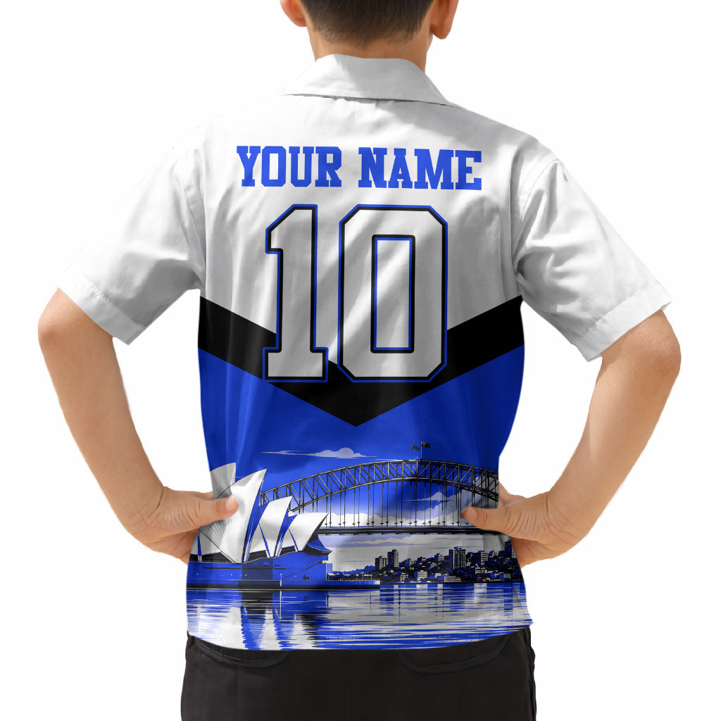 Personalised Canterbury Bankstown Bulldogs Kid Hawaiian Shirt Rugby Mascot Sydney City Skyline