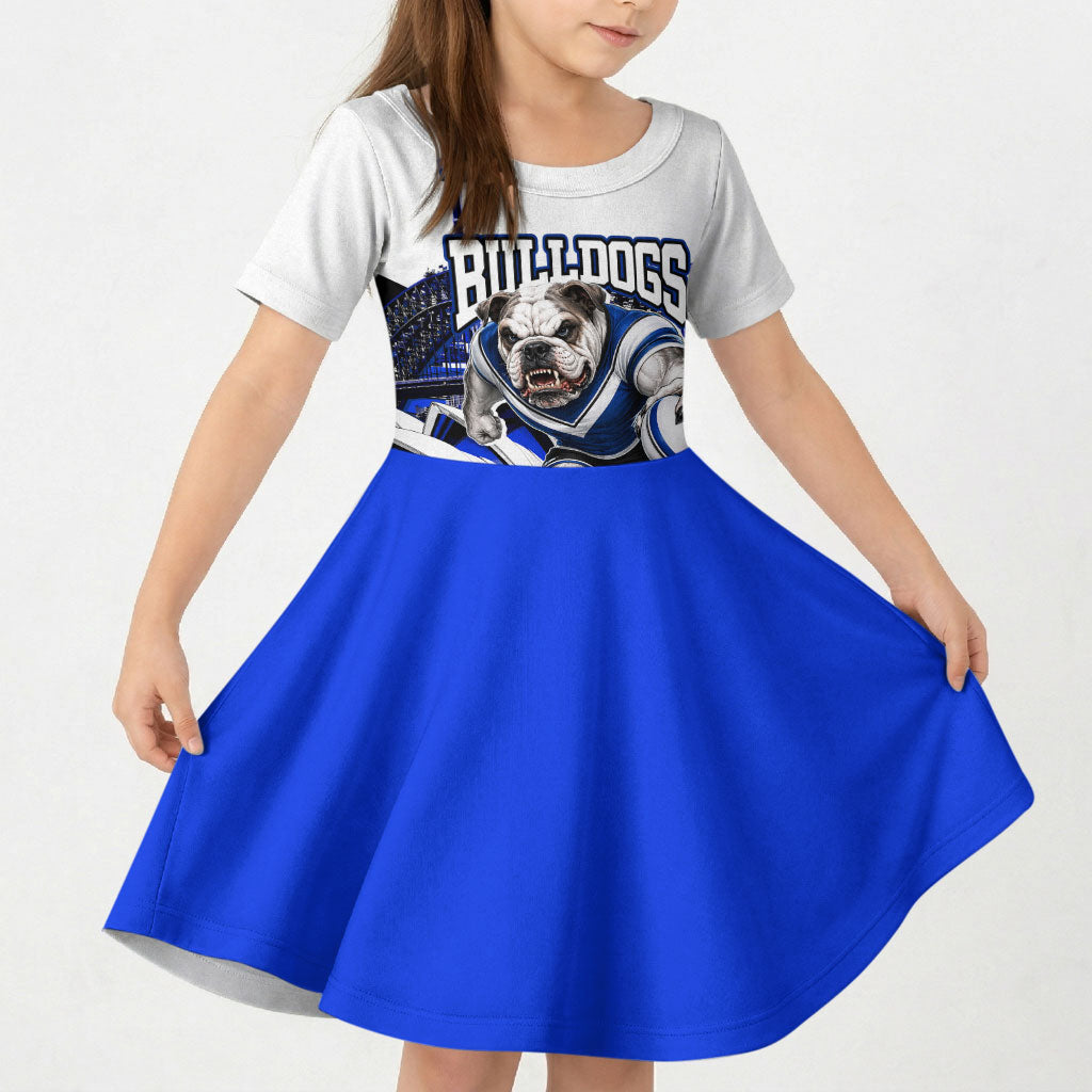 Personalised Canterbury Bankstown Bulldogs Kid Short Sleeve Dress Rugby Mascot Sydney City Skyline
