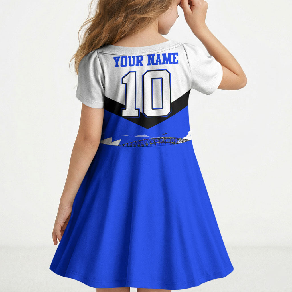 Personalised Canterbury Bankstown Bulldogs Kid Short Sleeve Dress Rugby Mascot Sydney City Skyline