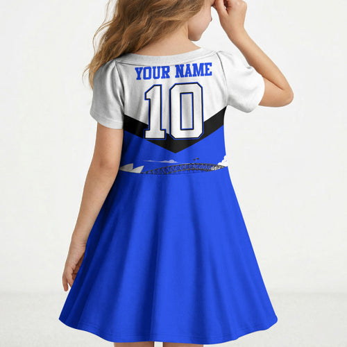 Personalised Canterbury Bankstown Bulldogs Kid Short Sleeve Dress Rugby Mascot Sydney City Skyline