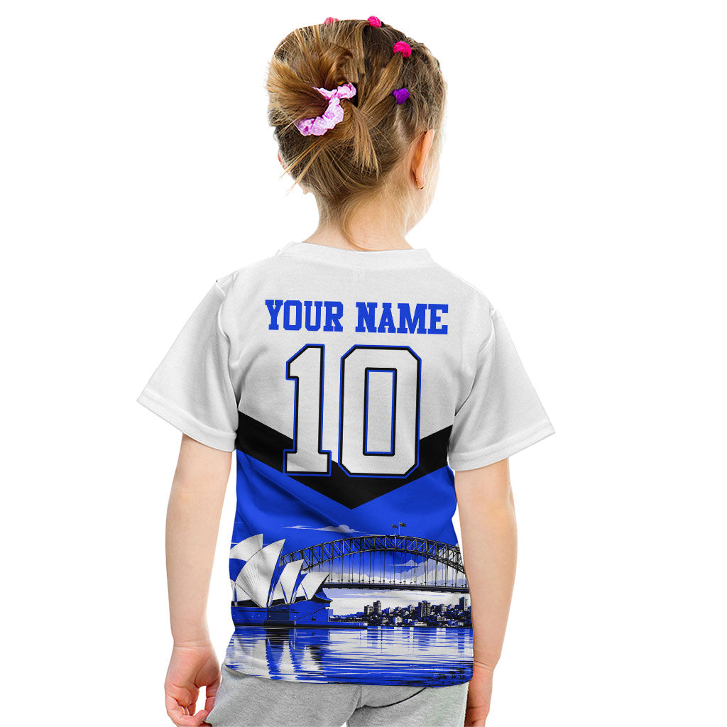 Personalised Canterbury Bankstown Bulldogs Kid T Shirt Rugby Mascot Sydney City Skyline