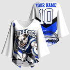 Personalised Canterbury Bankstown Bulldogs Kimono Sleeve Blouse Rugby Mascot Sydney City Skyline