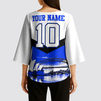 Personalised Canterbury Bankstown Bulldogs Kimono Sleeve Blouse Rugby Mascot Sydney City Skyline